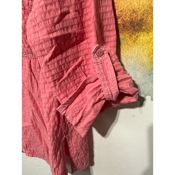 Focus Button Up Pink Shirt - Size XL - Linen Like Lightweight Fabric - Picture 4 of 4